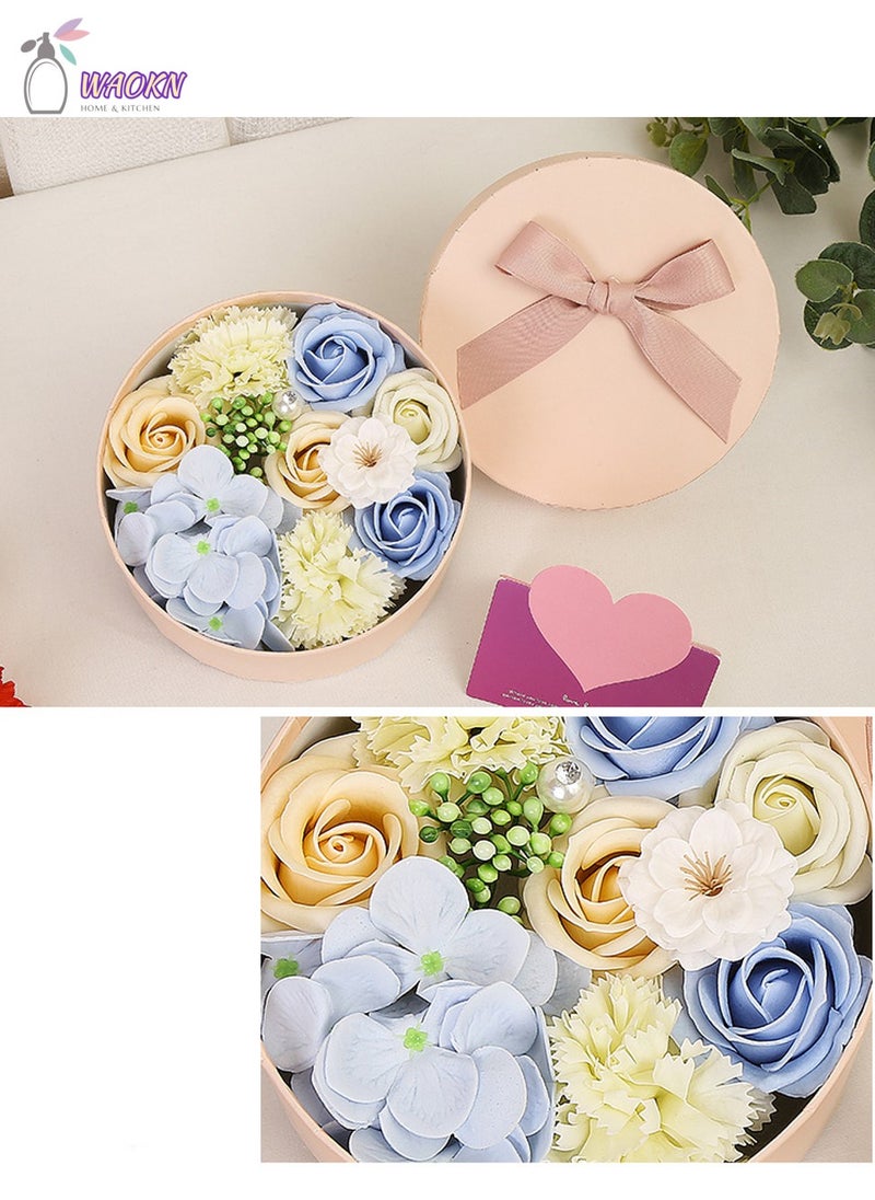 WAOKN Ladies Beautiful Floral Scented Roses Carnation Flower Bath Soap with Stem Flower Soap in Gift Box Gift for Birthday/Valentine's Day/Mother's Day Home Decor(Blue)  - Image 2