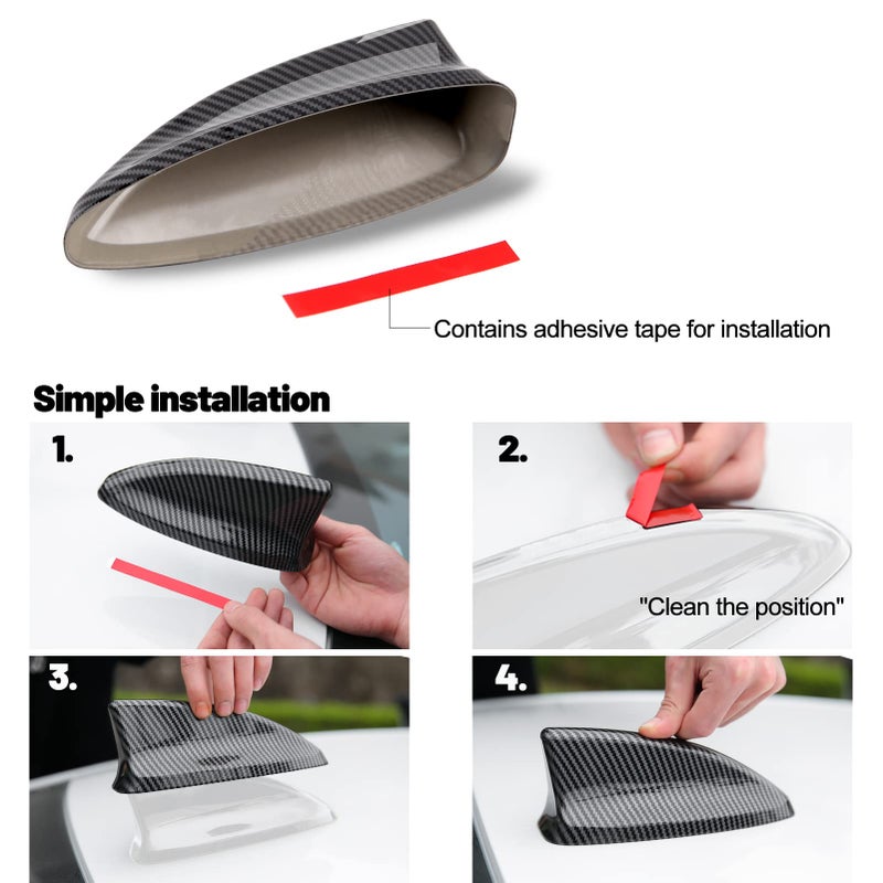 Thenice ثينيس لملحقات سيفيك الجيل الحادي عشر غطاء زعنفة سمكة القرش العلوي للسيارة زينة خارجية متوافقة مع هوندا سيفيك 2022 2023 2024 2025 2026 (حبيبات ألياف الكربون) - Image 4