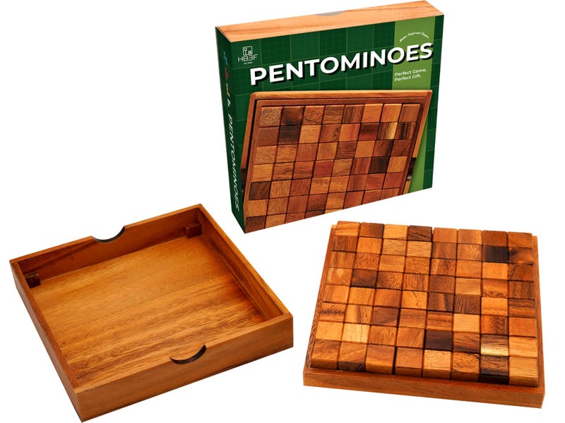 BSIRI Pentominoes Board Logic Puzzle Desk Toys Brain Games Cube Magic Educational Teaser Challenging Gift Intelligence Mind Wooden Strategy Christmas Supplies Box Master Smart Classroom - Image 3