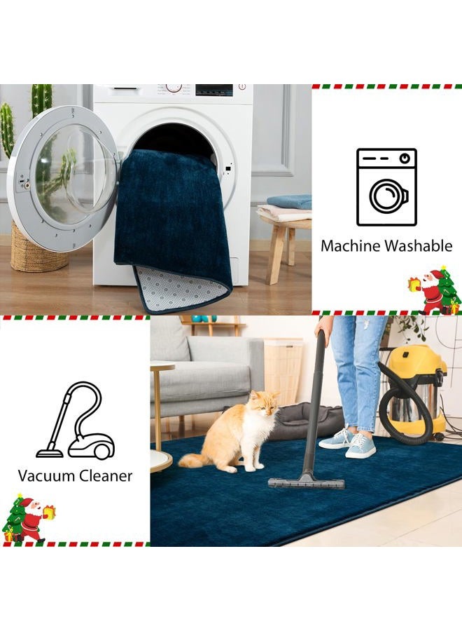 Przemy Washable Area Rug for Bedroom Living Room, 4x6 Feet Navy Blue Memory Foam Rugs, Super Soft Modern Indoor Carpet for Kids Room Boys Girls Dorm Bedside Nursery Decor Mat - Image 5