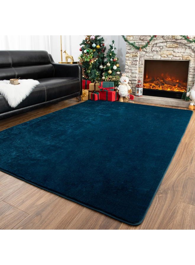 Przemy Washable Area Rug for Bedroom Living Room, 4x6 Feet Navy Blue Memory Foam Rugs, Super Soft Modern Indoor Carpet for Kids Room Boys Girls Dorm Bedside Nursery Decor Mat - Image 1