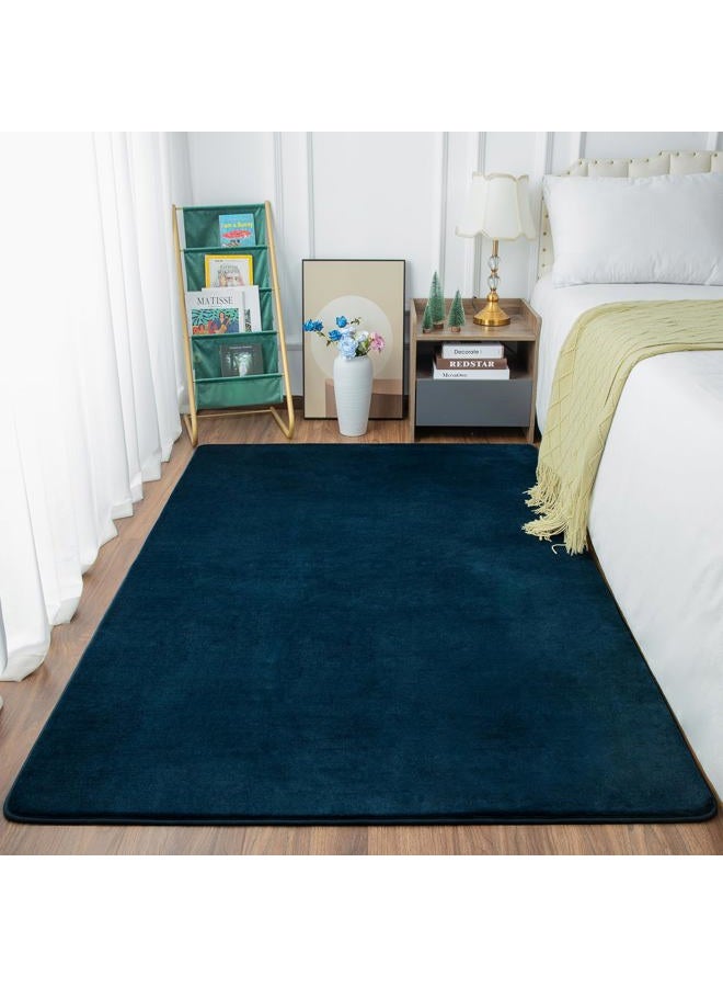 Przemy Washable Area Rug for Bedroom Living Room, 4x6 Feet Navy Blue Memory Foam Rugs, Super Soft Modern Indoor Carpet for Kids Room Boys Girls Dorm Bedside Nursery Decor Mat - Image 2