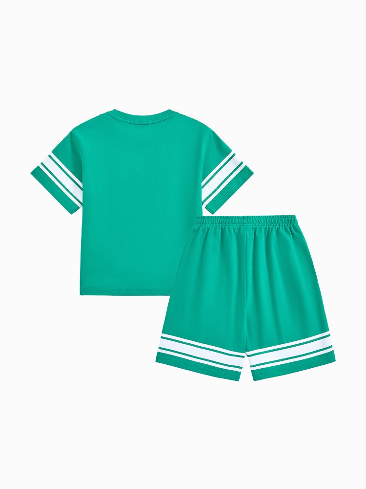 Balabala Boys' Two-Piece Set - T-Shirt And Shorts With Line Details - Image 2
