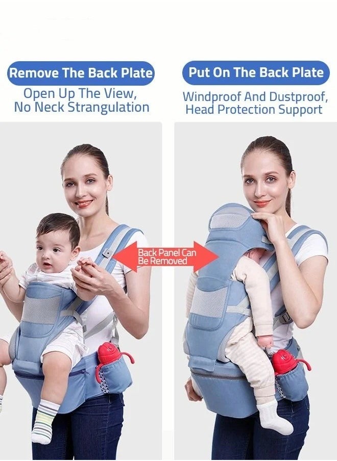 DOOKOO Ergonomic Infant Carriers with Hip Seat Waist Stool and Storage Box for Breastfeeding, Newborn to Toddler 1-48 Months Front and Back Baby Holder Carrier for Men Dad Mom  - Image 5