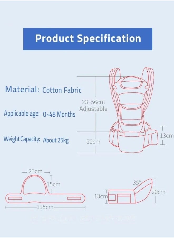 DOOKOO Ergonomic Infant Carriers with Hip Seat Waist Stool and Storage Box for Breastfeeding, Newborn to Toddler 1-48 Months Front and Back Baby Holder Carrier for Men Dad Mom  - Image 2