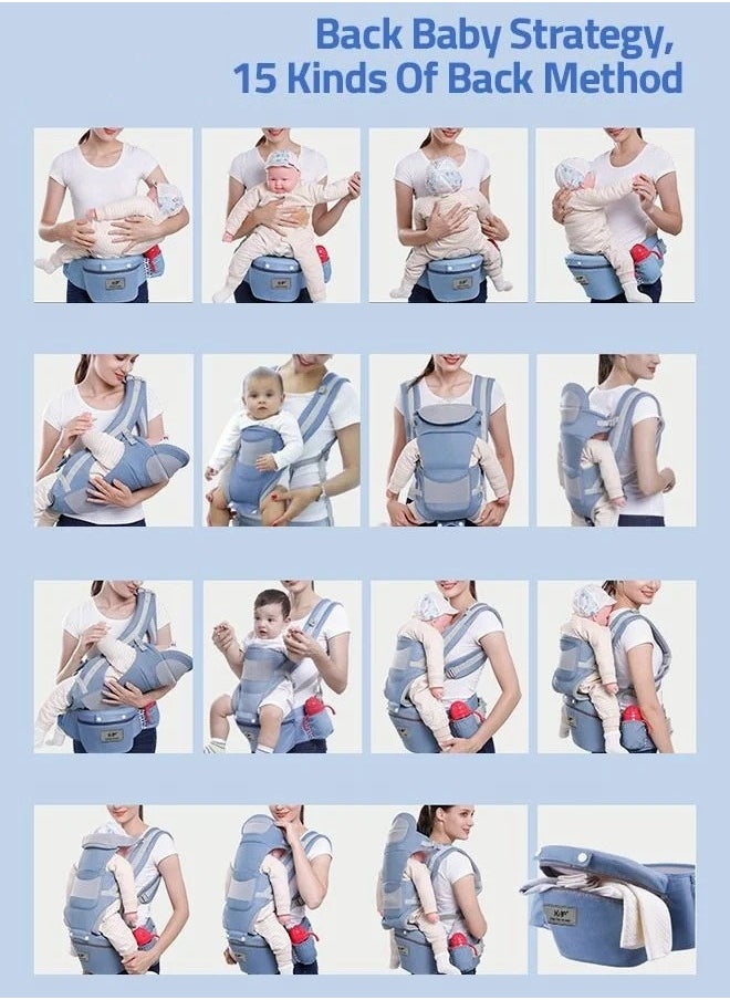 DOOKOO Ergonomic Infant Carriers with Hip Seat Waist Stool and Storage Box for Breastfeeding, Newborn to Toddler 1-48 Months Front and Back Baby Holder Carrier for Men Dad Mom  - Image 3