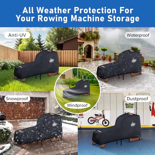 CONFUTURY Rowing Machine Cover,420D Heavy Duty Rower Outdoor Covers,Outdoor Protective Cover for Concept 2 Fitness Equipment,with Waterproof Strip,Windproof Buckle,2 Handles,Accessories Fit for Concept 2 Rower - Image 3