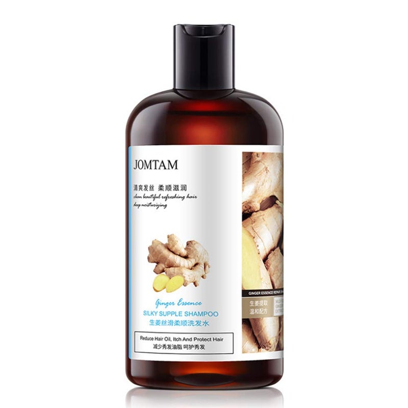 Silky Supple Shampoo Hair Oil Ginger Essence Natural Extract Smooth Mild Formula Itch Protect Moisturizes Nourishes Clears 400ml 13.5fl.oz