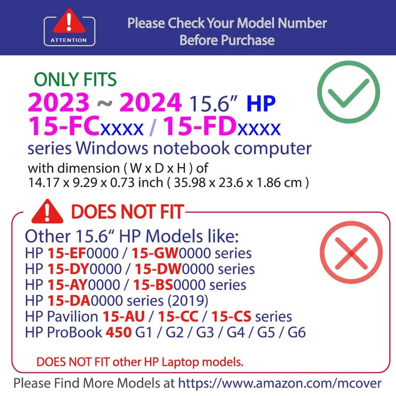 mCover Case Compatible ONLY for 2023-2024 15.6-inch HP Laptop 15-FCxxxx / 15-FDxxxx Series Windows Notebook PC (NOT Fitting Any Other HP Laptop Models) - Aqua - Image 3