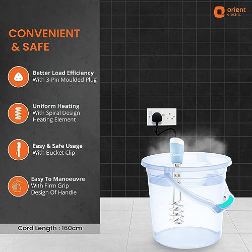 Orient Electric Arc Plus 1.5kw |Immersion water heater|100% shock proof body|Heavy copper element|With Bucket clip| ISI certified | 2 years replacement warranty - Image 3