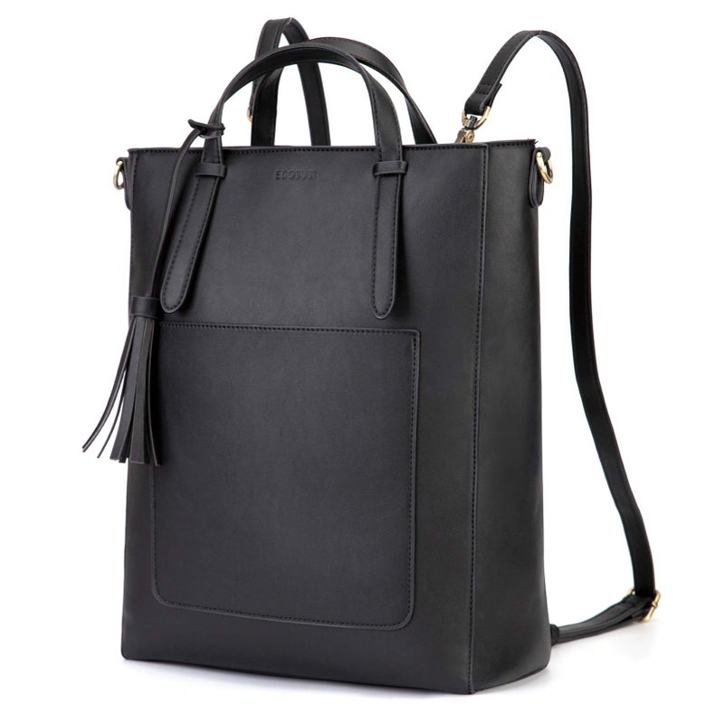 ECOSUSI Tote Bag Convertible Backpack Purse for Women Vegan Leather Handbag Multifuction Shoulder Bag for 14", 13L - Image 1