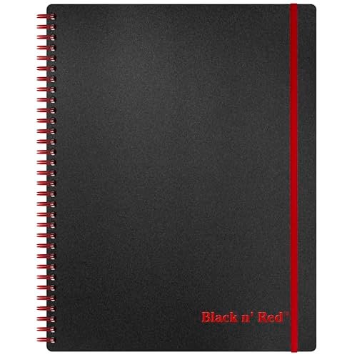 Black n' Red Notebook, Business Journal, 11" x 8", 70 Sheets, Ruled, Optik Paper, Scribzee App, Flexible Poly Cover, Wirebound, Black (K67030) - Image 1