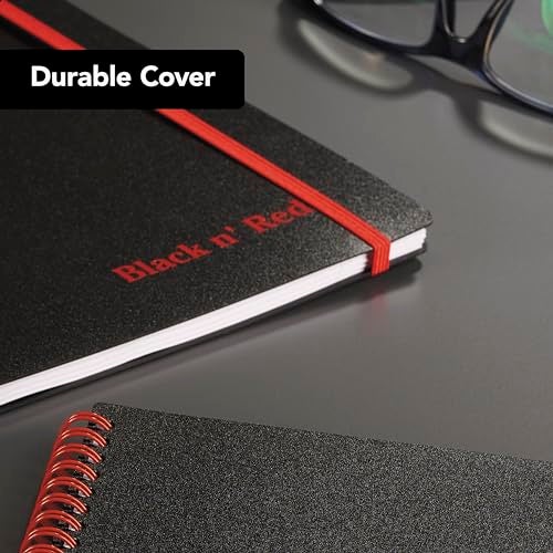 Black n' Red Notebook, Business Journal, 11" x 8", 70 Sheets, Ruled, Optik Paper, Scribzee App, Flexible Poly Cover, Wirebound, Black (K67030) - Image 5