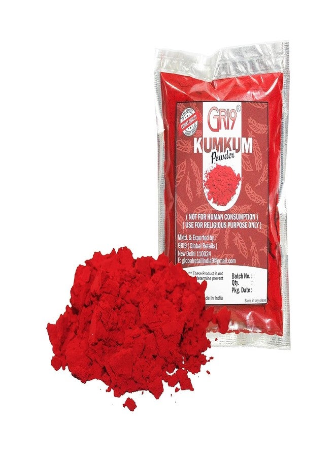 GRI9 Indian Dark Red Pure Kumkum Powder (Sindoor, Kumkuma, Kum Kum) For Makeup, Pooja And Other Hindu Rituals (Dark Red, 3.52 Ounces) - Image 1