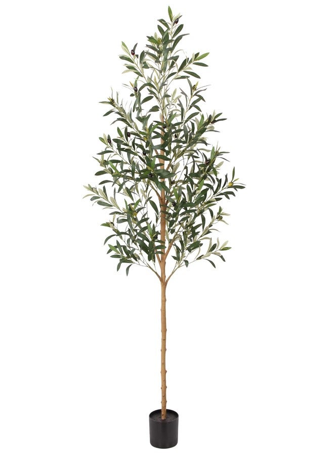 FLOWORLD 6FT Olive Trees Artificial Indoor, Tall Faux Olive Tree 6FT (72in) with Natural Wood Trunk & Realistic Olives, Stable Base, Pet Friendly Artificial Plant for Home Office, Living Room, Outdoor - Image 1