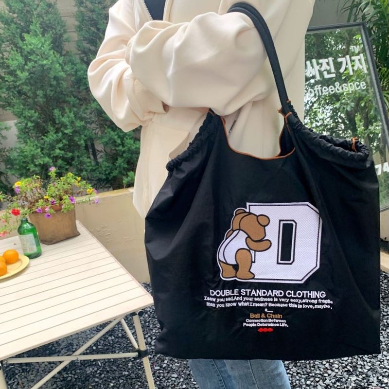 2023 Single Shoulder Bag Shopping Bag Embroidered Nylon Crossbody Bag Eco-Friendly Bag Wide Shoulder Strap Embroidered Tote Handbag - Image 5
