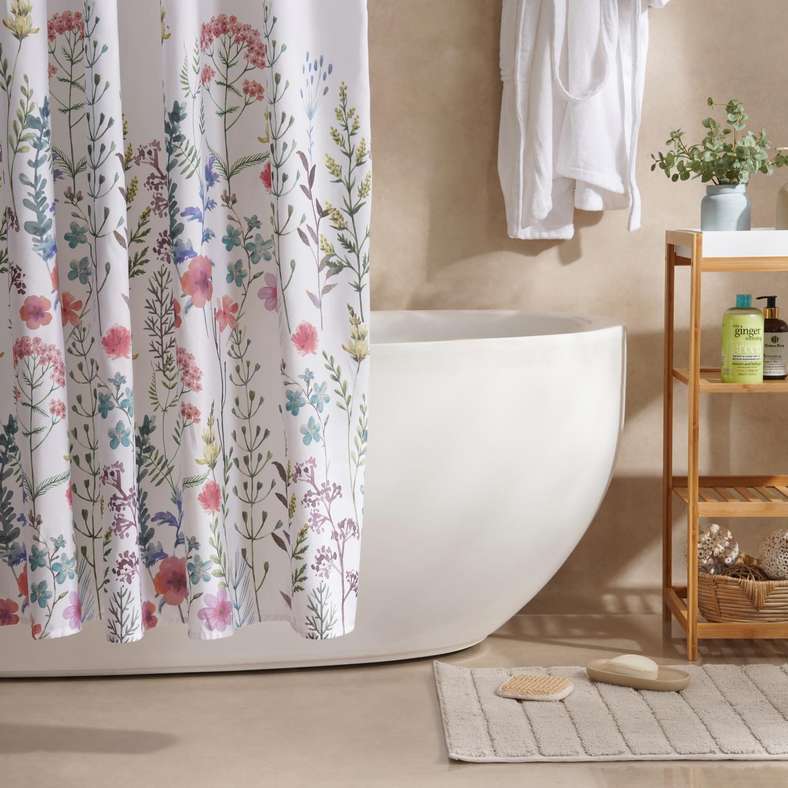 Pan Home Amy Printed Shower Curtain 180X180cm-Purple