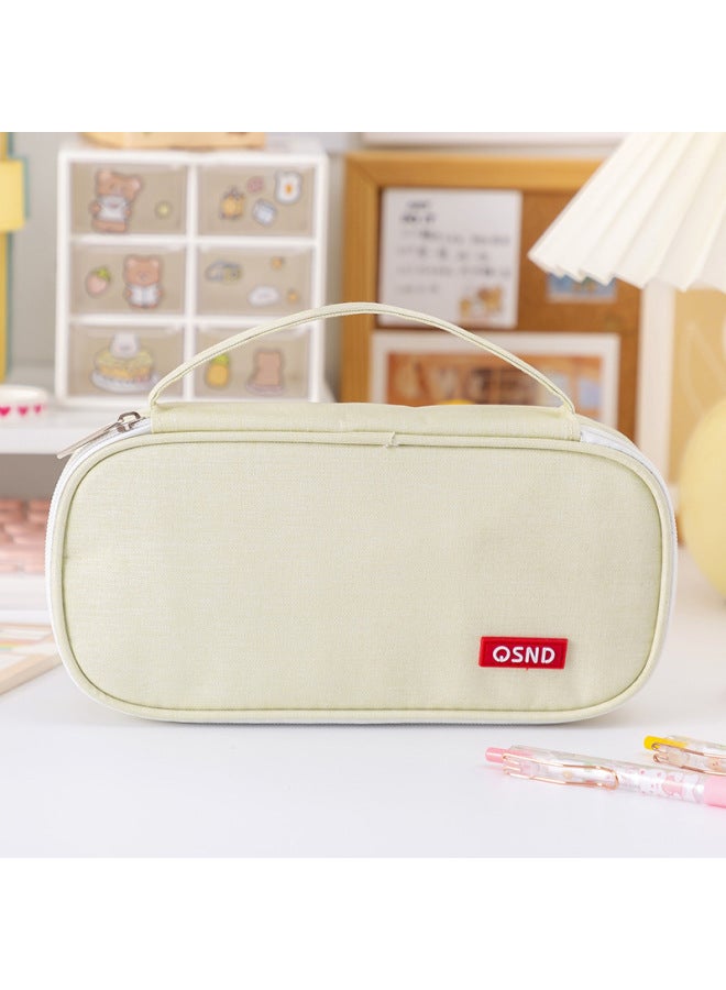 Korean Simple Satchel Pencil Case Student Multifunctional Pencil Case Double Layer Large Capacity Pencil Case Custom Logo