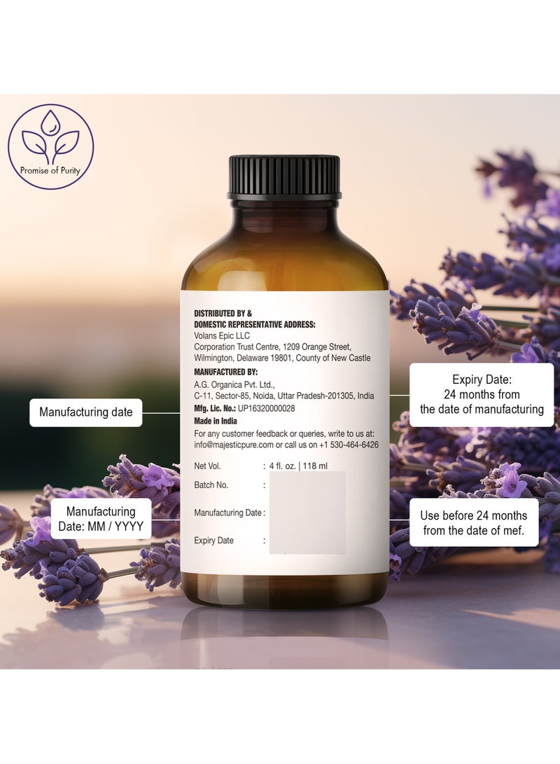 Majestic Pure زيت اللافندر العطري 118 مل - كبير مع قطارة زجاجية | 100% نقي وطبيعي | زيوت عطرية من الدرجة الممتازة للعلاج بالروائح، والموزعات، والبشرة، والتدليك، والترطيب - Image 5