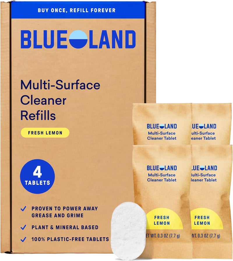 BLUELAND Multi-Surface Cleaner Refills, Fresh Lemon Scent, 4-Pack - Image 1