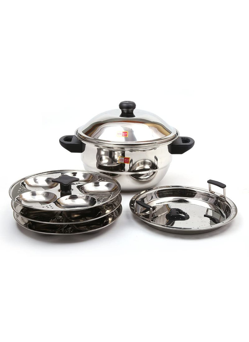 KCL KCL Stainless Steel Sandwich Bottom MultiKadai Idly Steamer 15 Idly 3 Plate  - Image 1