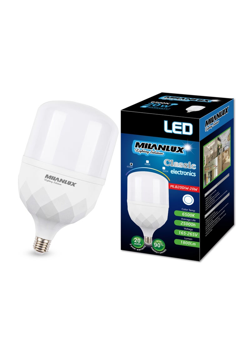 MILANLUX Milanlux Led Bulb Non-Dimmable 1800 Lumen Day-Light White (6500) 20W E27 Base  - Image 1