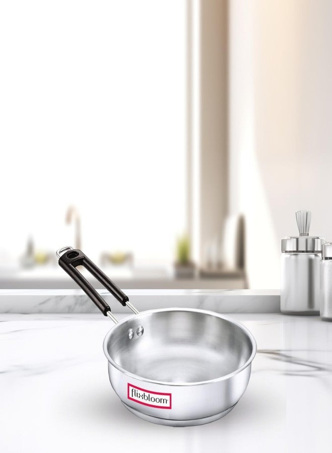 Flixbloom Regal 1 Litre Stainless Steel Association of Triply Bottom (Induction Base/LPG Friendly Cookware Frying Pan for Excellent Fry (Made in India) - Image 2