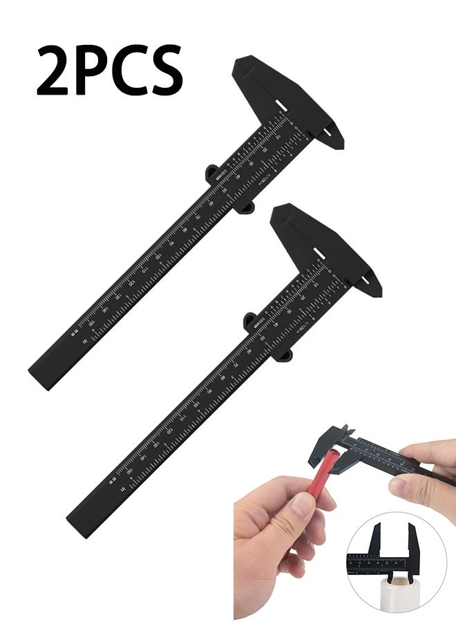 2Pcs Caliper Eyebrow Measurement Scale Slide Gauge Ruler Black, Accurate Measurement of Items, Suitable for Home, Laboratory, Teaching - Image 1