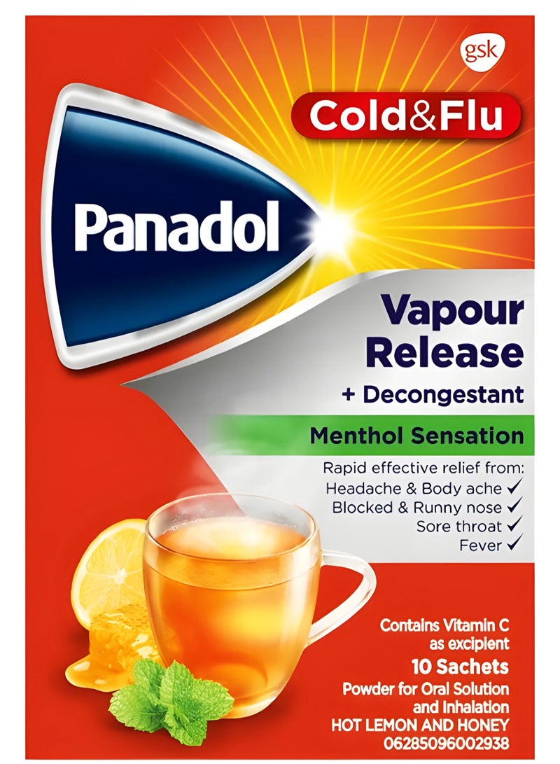 Panadol Cold & Flu VAPOUR RELEASE + DECONGESTANT 10 Sachets - Image 1