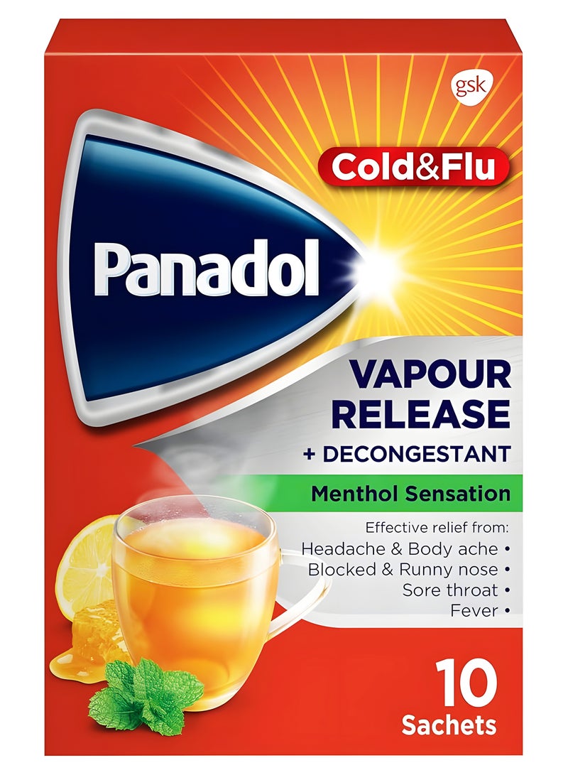Panadol Cold & Flu VAPOUR RELEASE + DECONGESTANT 10 Sachets - Image 2