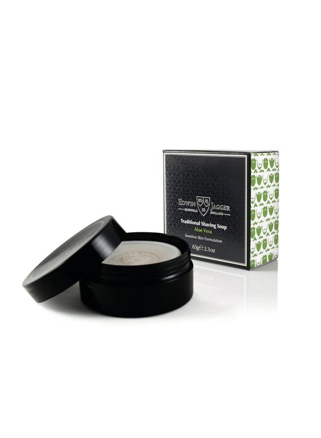 Edwin Jagger 99.9% Natural Shaving Soap (aloe Vera) In 65g Travel Tub Ssavt - Image 1