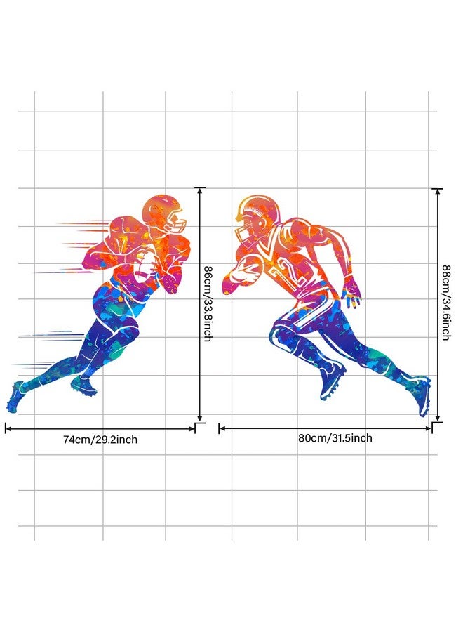 WOYINIS Colors Splash Football Player Wall Decals Creative Sports Player Silhouette Wall Stickers Peel & Stick Rugby Sport Wall Decor Stickers for Boys Teens Bedroom Playroom Classroom - Image 4