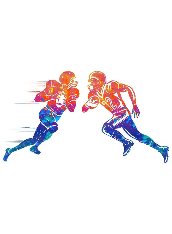 WOYINIS Colors Splash Football Player Wall Decals Creative Sports Player Silhouette Wall Stickers Peel & Stick Rugby Sport Wall Decor Stickers for Boys Teens Bedroom Playroom Classroom - Image 3
