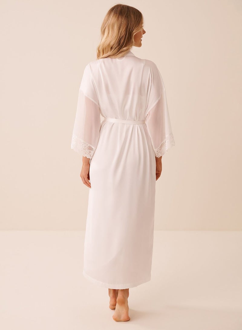 La Vie en Rose Satin and Chiffon Kimono - Image 2