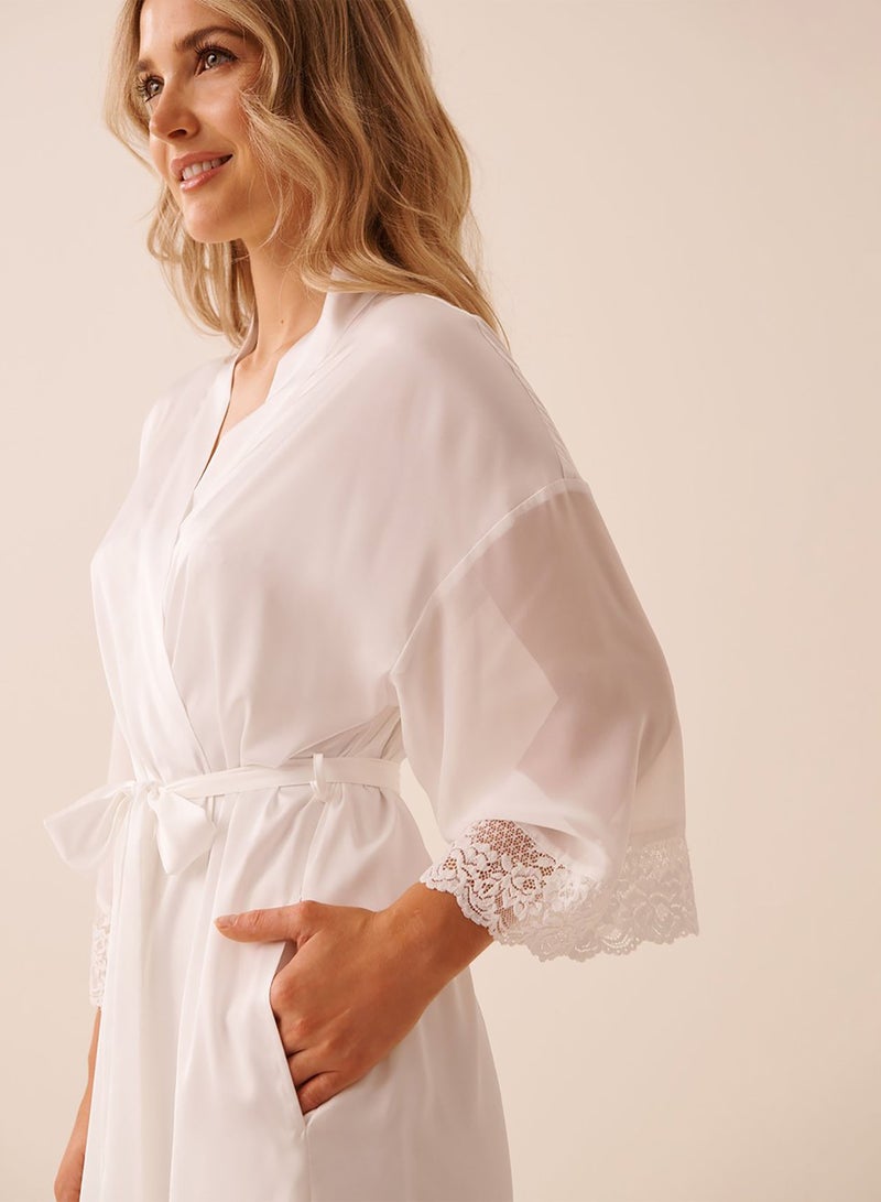 La Vie en Rose Satin and Chiffon Kimono - Image 4