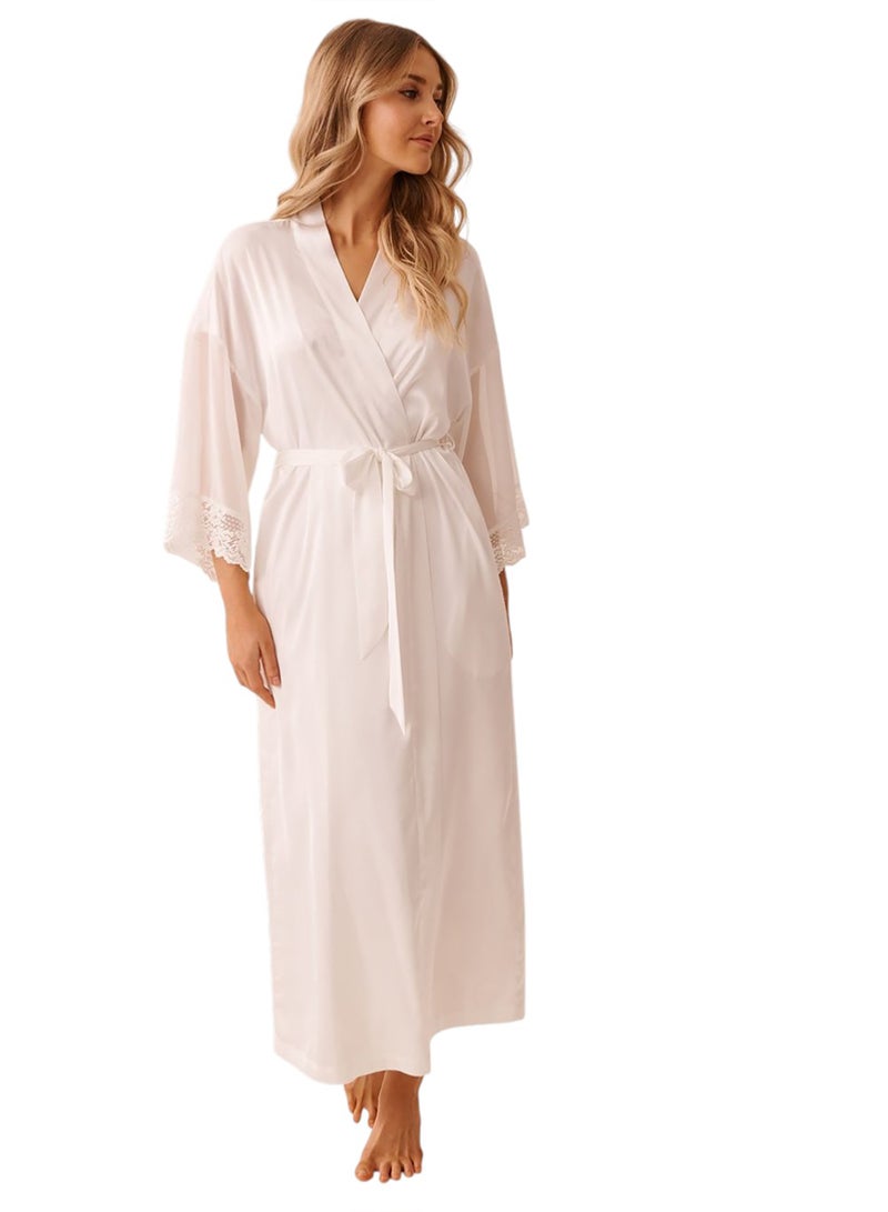 La Vie en Rose Satin and Chiffon Kimono - Image 1