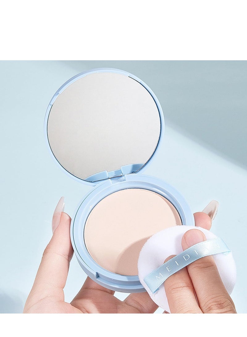 ميديان بودرة مضغوطة للوجه للتحكم بالزيوت ومقاومة للماء تدوم طويلاً، غير لامعة، مكياج نهائي خالٍ من العيوب، بودرة تثبيت خفيفة الوزن تدوم طويلاً مع نفخة، تغطية طبيعية مقاومة للماء، تنعم المسام والخطوط الدقيقة لجميع أنواع البشرة (10 جرام) - Image 1