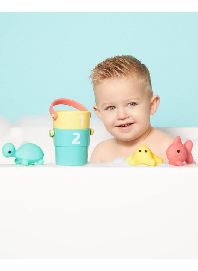 Simple Joys by Carter's Simple Joys by Carter's Stacking Buckets and Ocean Squirties Bath Toy Bundle, One Size  - Image 2