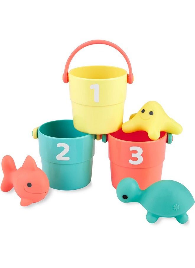 Simple Joys by Carter's Simple Joys by Carter's Stacking Buckets and Ocean Squirties Bath Toy Bundle, One Size  - Image 1