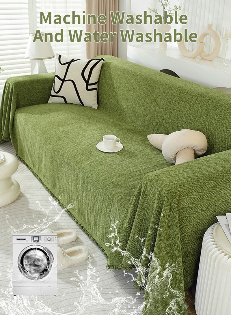 ميكسد 3 مقاعد كبيرة الحجم من الشنيل غطاء أريكة متين ناعم للفصول الأربعة غطاء أريكة عالمي شامل غطاء أريكة غطاء الأثاث 180*300 سم  - Image 4