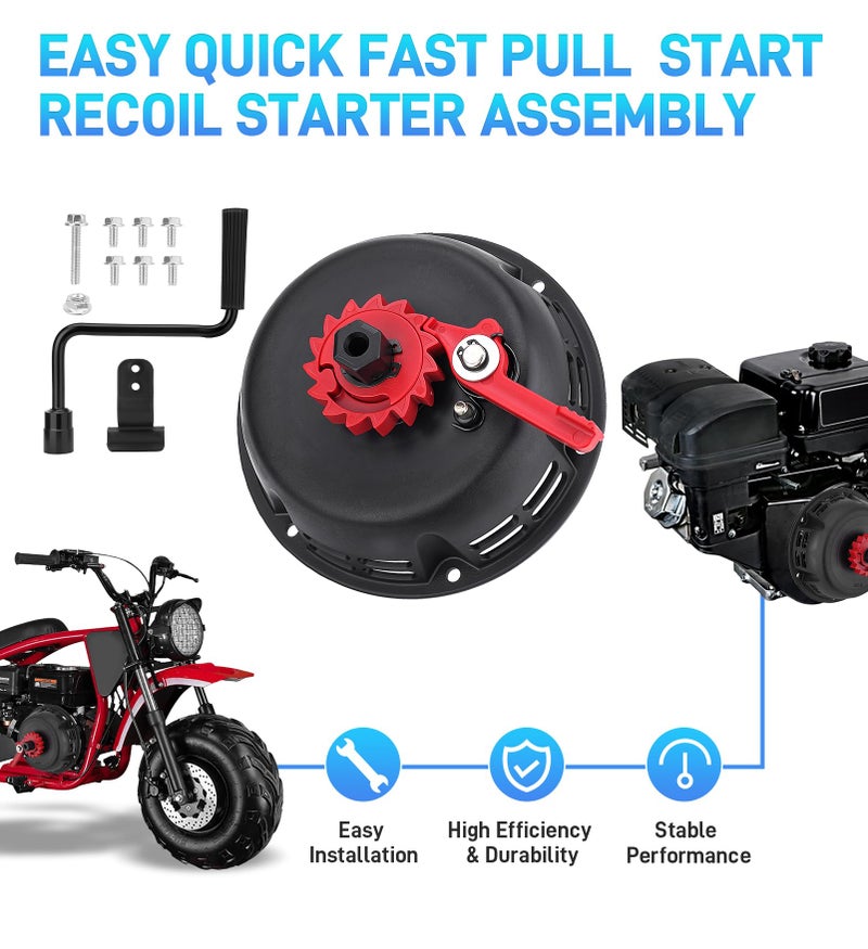 JURPLIX Easy Quick Fast Pull Start Recoil Starter Assembly Compatible with Predator 212ï¼ŒColeman CT200U B200R 200cc Mini Bike and KT196 Go Kartï¼ŒCrank Handle Start for Honda 6.5HP GX160 196 Hisun Engine-P - Image 2