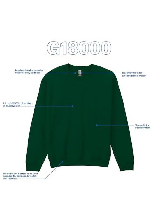 Gildan Adult Fleece Crewneck Sweatshirt, Style G18000, Forest Green, XXL - Image 5