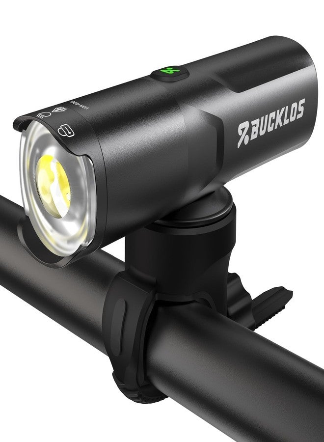 BUCKLOS مصابيح دراجة BUCKLOS للقيادة الليلية، إضاءة فائقة السطوع 400 لومن، 6 أوضاع إضاءة، مصابيح دراجة قابلة لإعادة الشحن عبر منفذ USB مع عدسة دوارة، مصباح أمامي للدراجة مقاوم للماء بمعيار IP66، بطارية 2000 مللي أمبير - Image 1