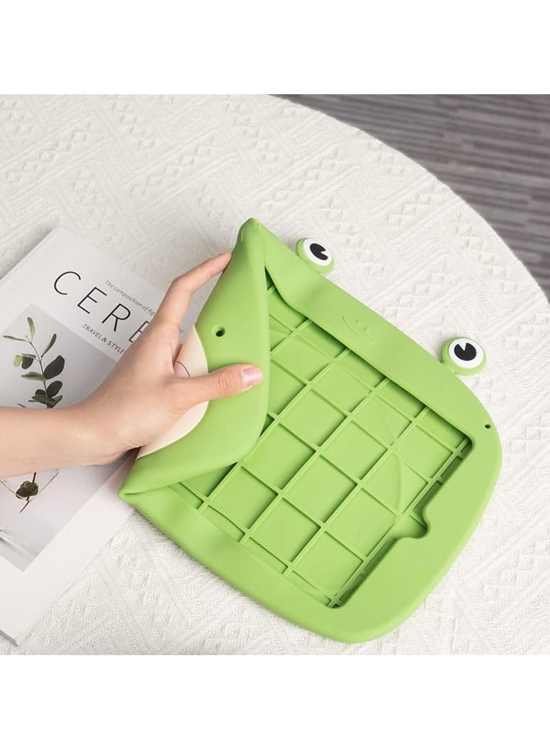 General Suitable for iPad 9/8/7th Generation Case 10.2 Inch 2021/2020/2019, Kawaii Cartoon Kids Teen Boys Girls Women's Green Frog Duck Soft Silicone Protective Case with Stand  - Image 3