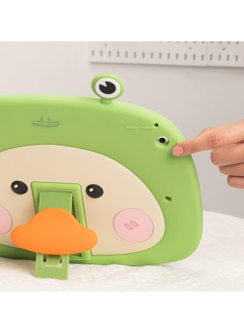 General Suitable for iPad 9/8/7th Generation Case 10.2 Inch 2021/2020/2019, Kawaii Cartoon Kids Teen Boys Girls Women's Green Frog Duck Soft Silicone Protective Case with Stand  - Image 5