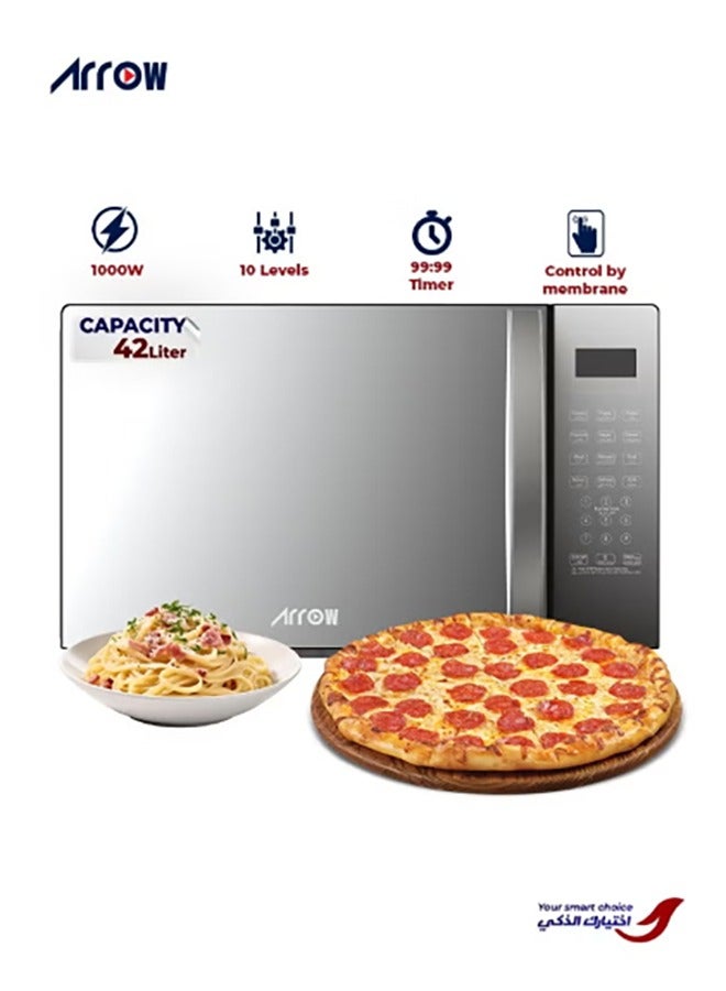 Arrow Digital Microwave 42L Oven with Grill, 1000W, Silver | 10 Power Levels | Advanced Technology for Faster Cooking | RO-42MWBG - Image 3