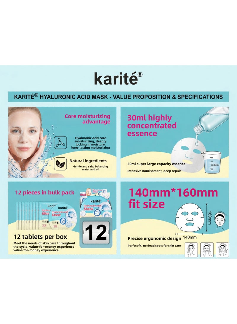 KARITE Karité Hyaluronic Acid Hydrating Mask (12pcs Set) - Image 4