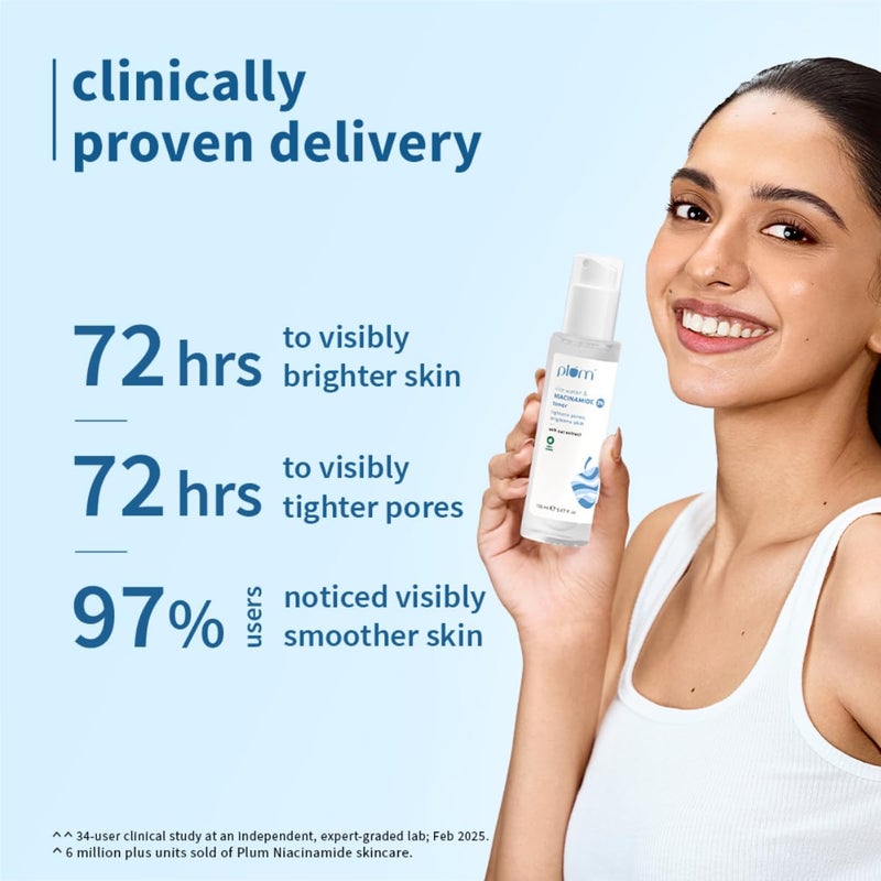 Plum 3 Niacinamide  Rice Water Face Toner  AlcoholFree Toner for Oily Acne Prone Dry Combination Skin  Pore Tightening  Glowing Skin Fades Blemishes Brightens  Smoothens  Women  Men  150ml - Image 2