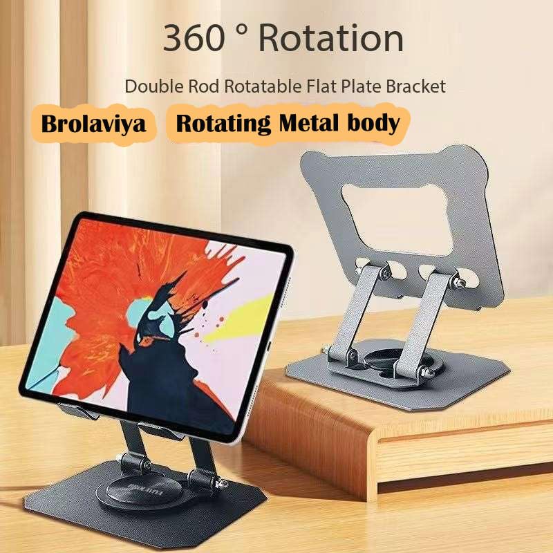 BROLAVIYA Metal Body Premium Tablet and Mobile Stand, Adjustable Height with 360 Rotatable, Compatible with iPad Pro 12.9,10.9,10.2, Air Mini 4 3 2, Nexus, Kindle, Xiaomi, E-Reader, 4-13 inch, Black - Image 4