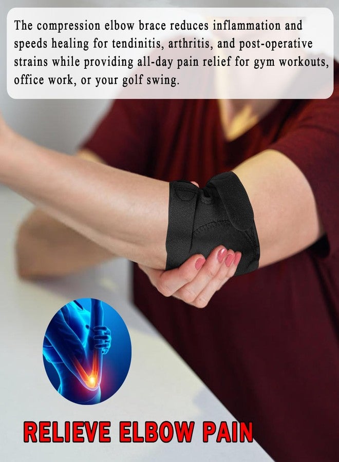 FVVWVV Elbow Brace for Tennis & Golfers Elbow, Compression Support with EVA Pad, Adjustable Straps, Tendonitis Elbow Brace for Bursitis, Sports Injury Recovery, Arthritis Pain Relief (Black (1 Piece), One Size) - Image 4